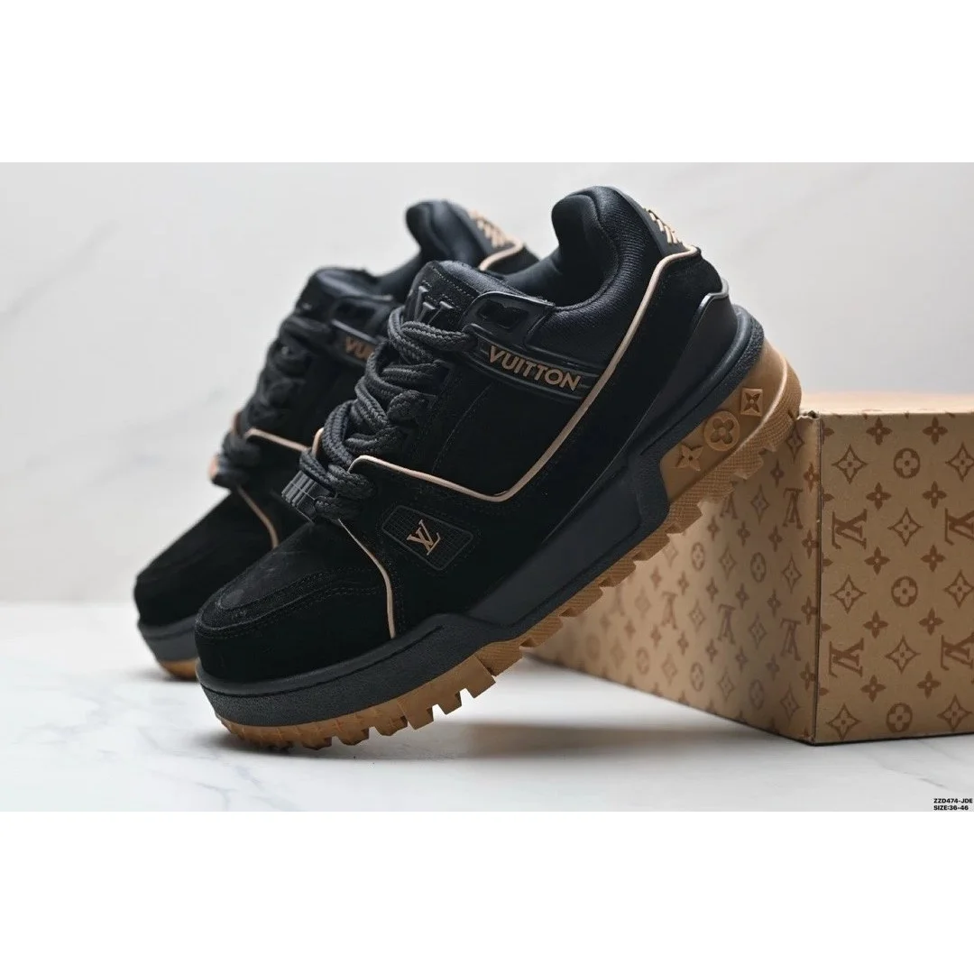 Louis Vuitton LV Trainer Black & Gold Sneakers