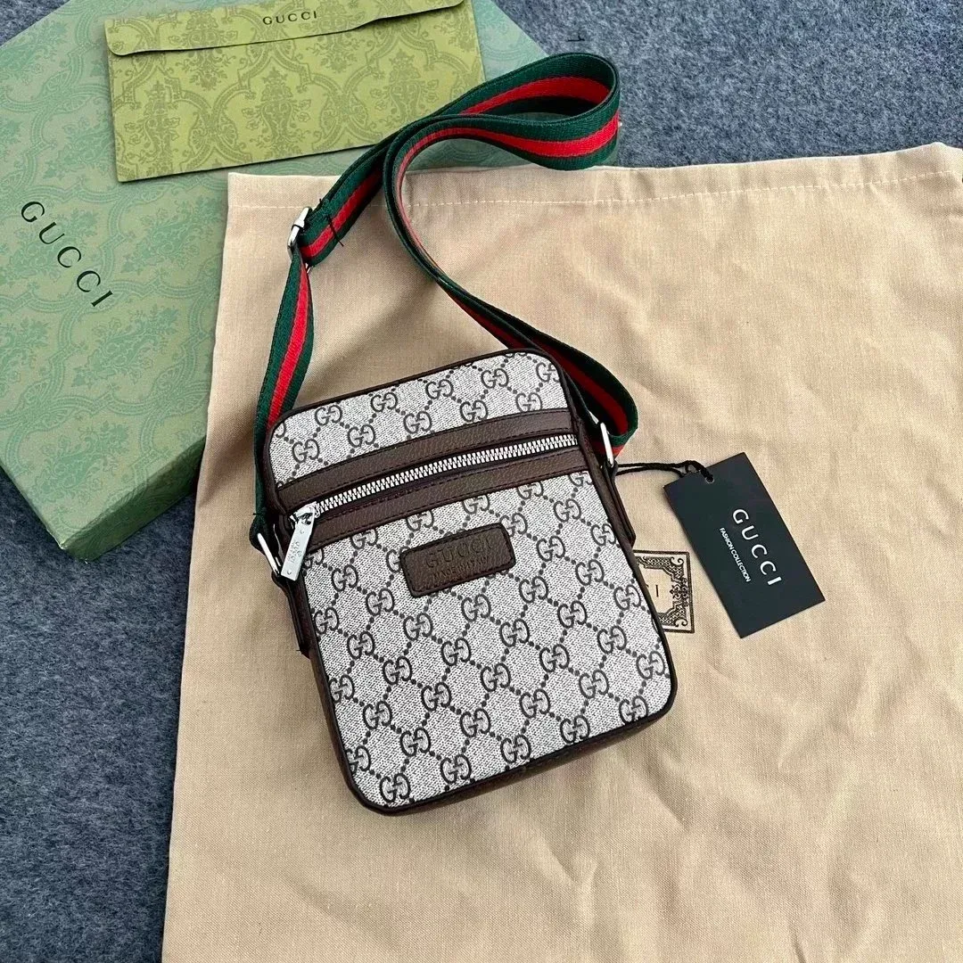 Gucci GG Supreme Web Stripe Crossbody Bag