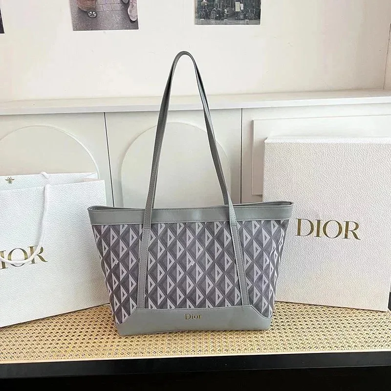 Dior Lady Dior Grey Geometric Tote Bag