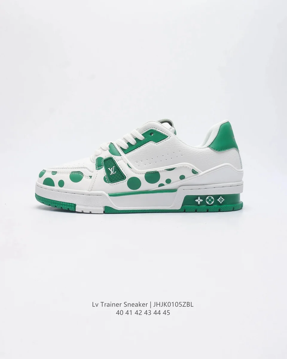 Louis Vuitton LV Trainer Sneaker White/Green Polka Dot