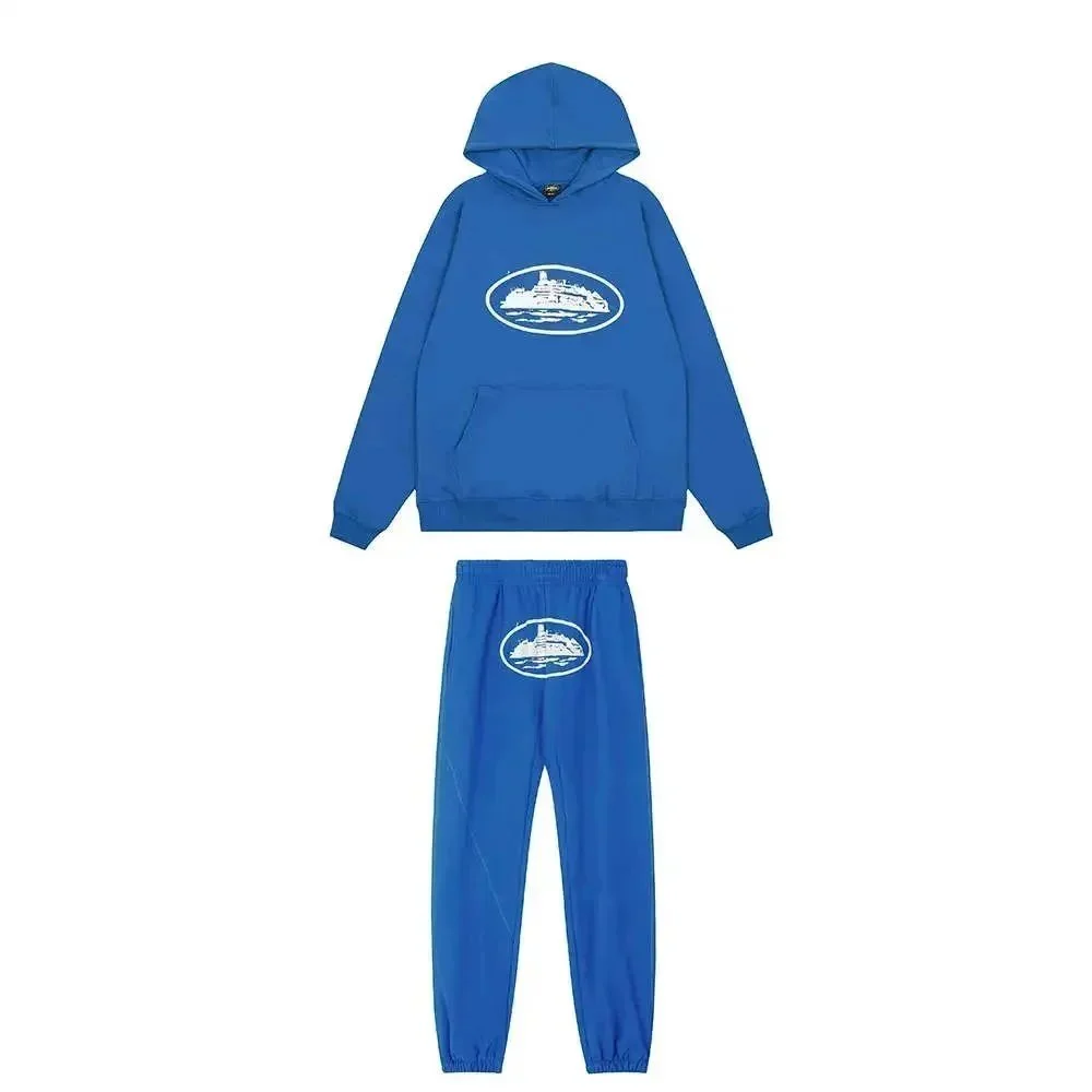 Blue Ship Print Tracksuit Set
