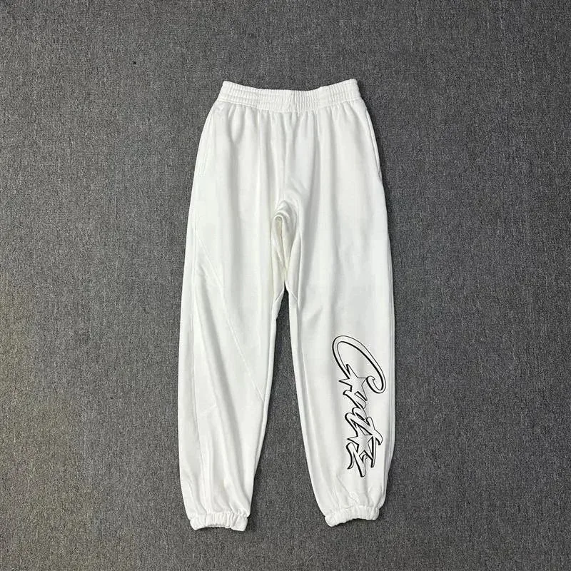 White 'Cru' Script Sweatpants