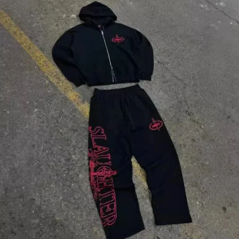 Black Red 'Slaughter' Tracksuit Set