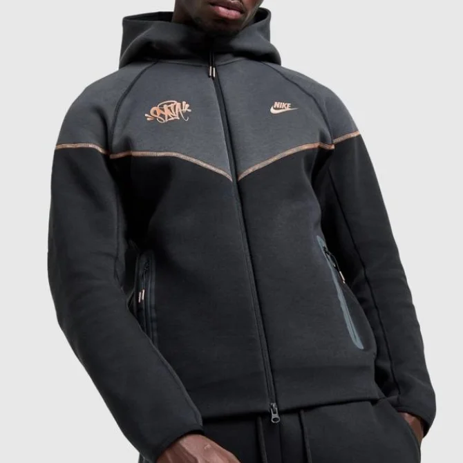 Nike Tech Fleece Black Hoodie with Copper Accents