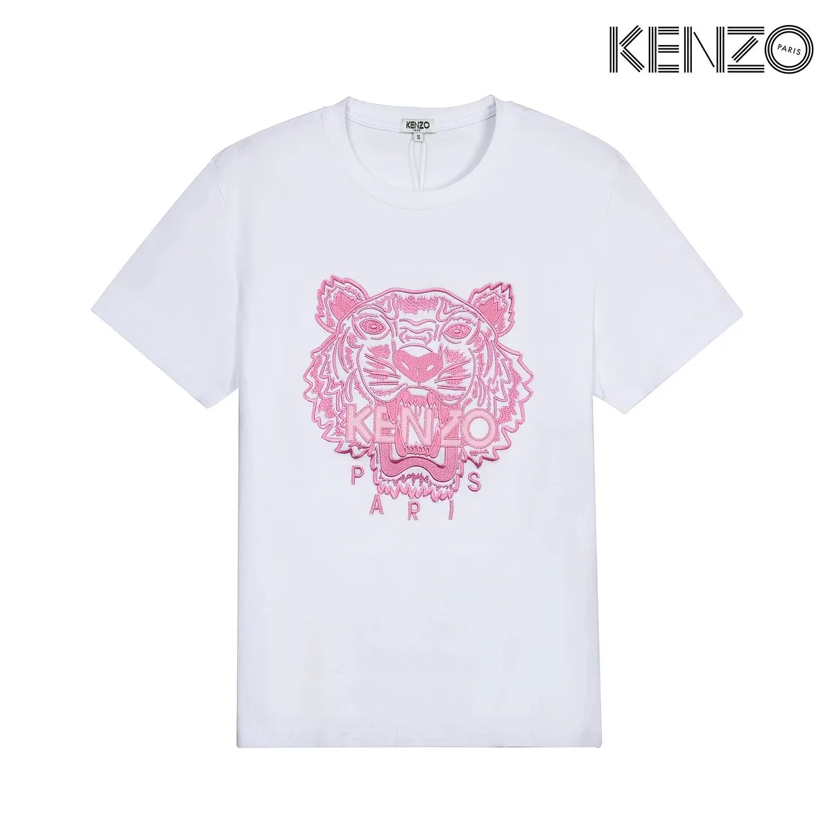 Kenzo White Tiger Embroidered T-Shirt