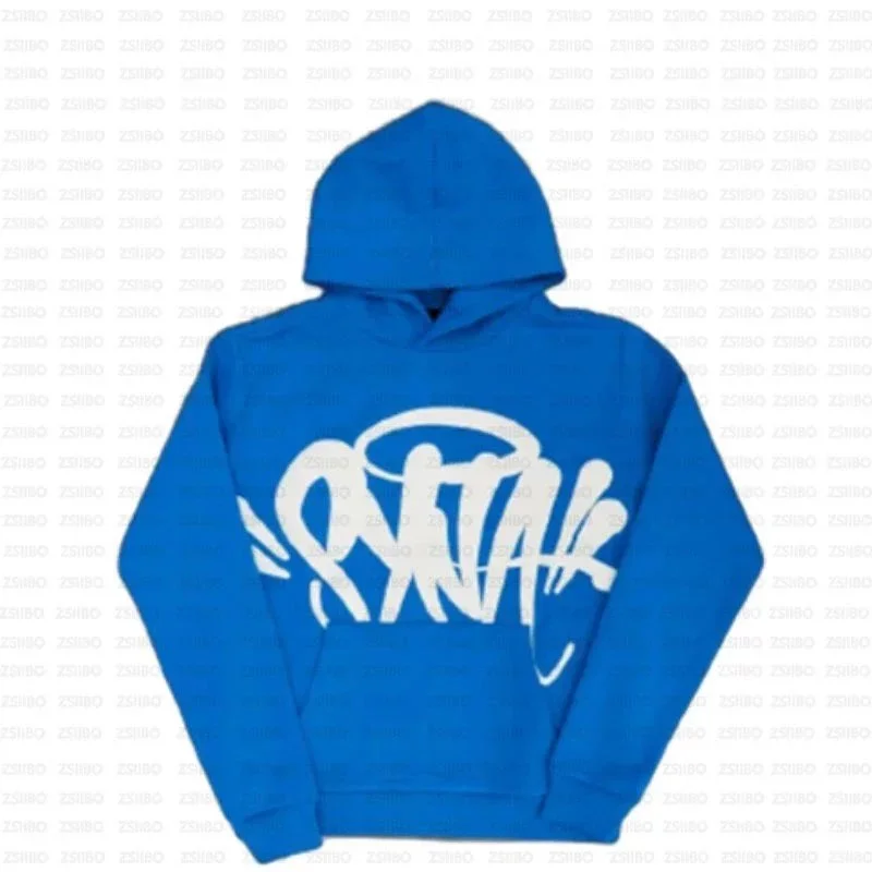 Blue Graffiti Print Hoodie