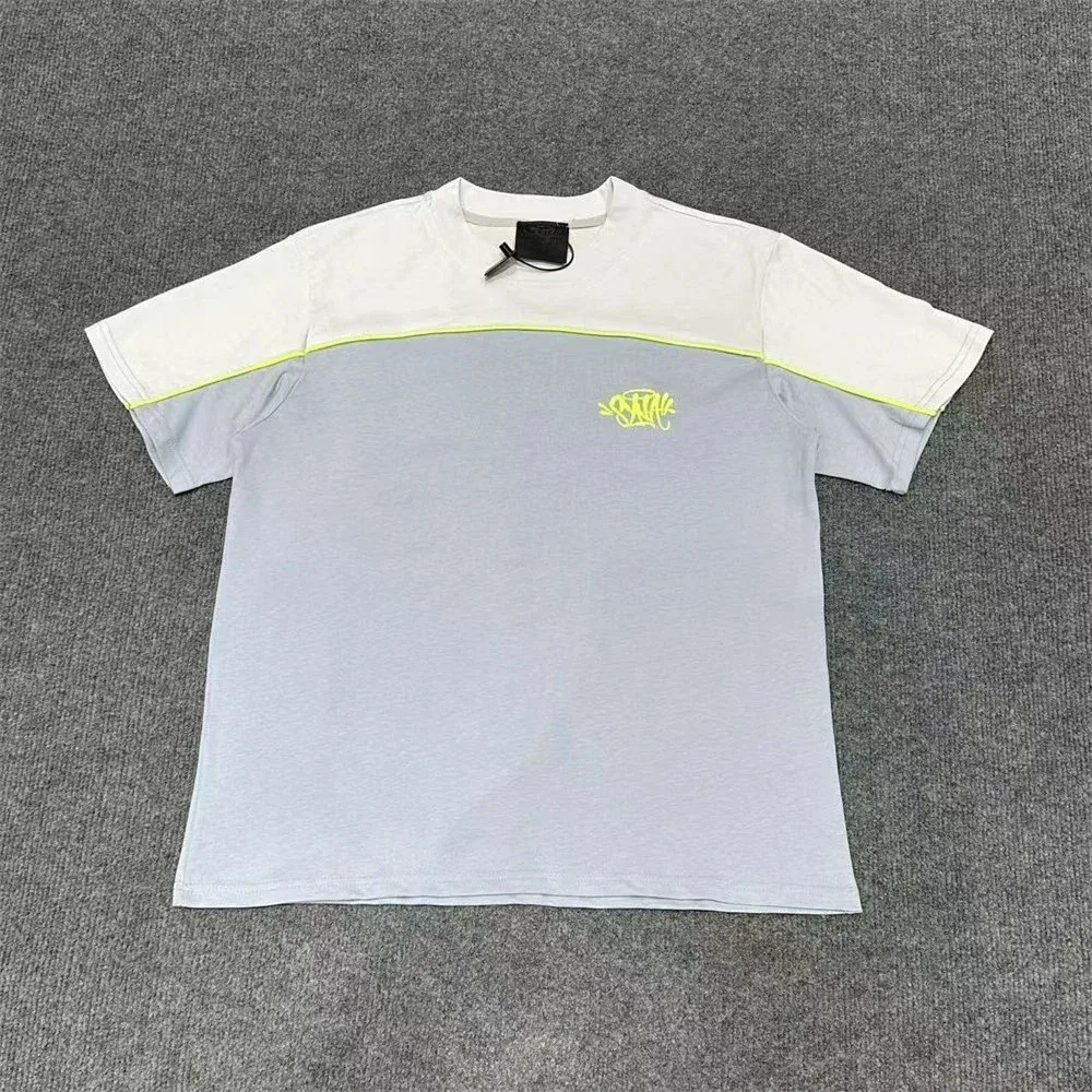 Split Color T-Shirt with Neon Yellow Logo