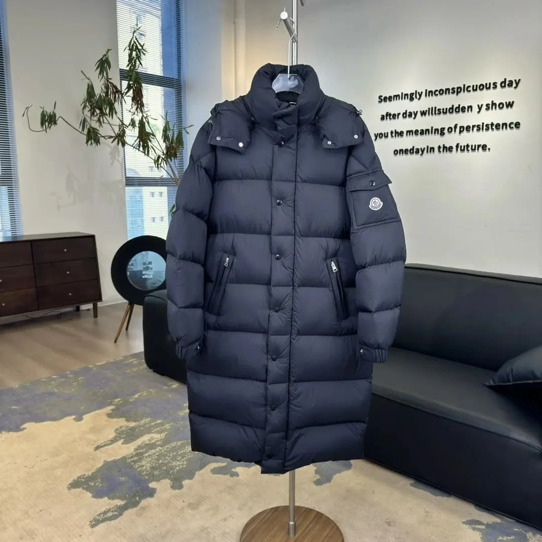 Moncler Maya Navy Long Puffer Coat