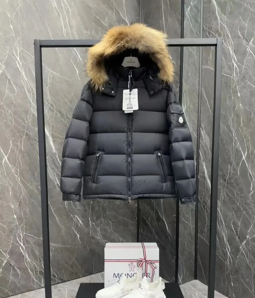 Moncler Maya Black Fur Hooded Parka