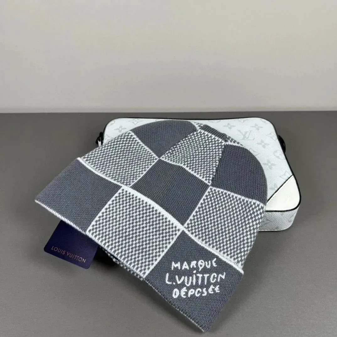 Louis Vuitton Checkerboard Beanie Grey/White