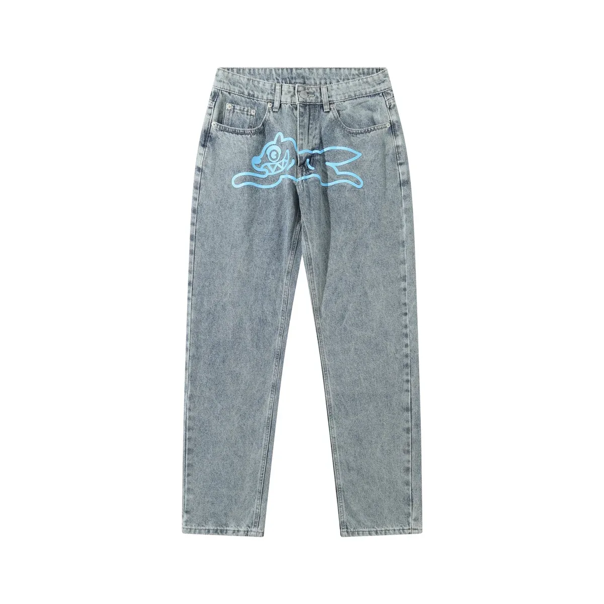 Light Blue Jeans with Blue Outline Graphic