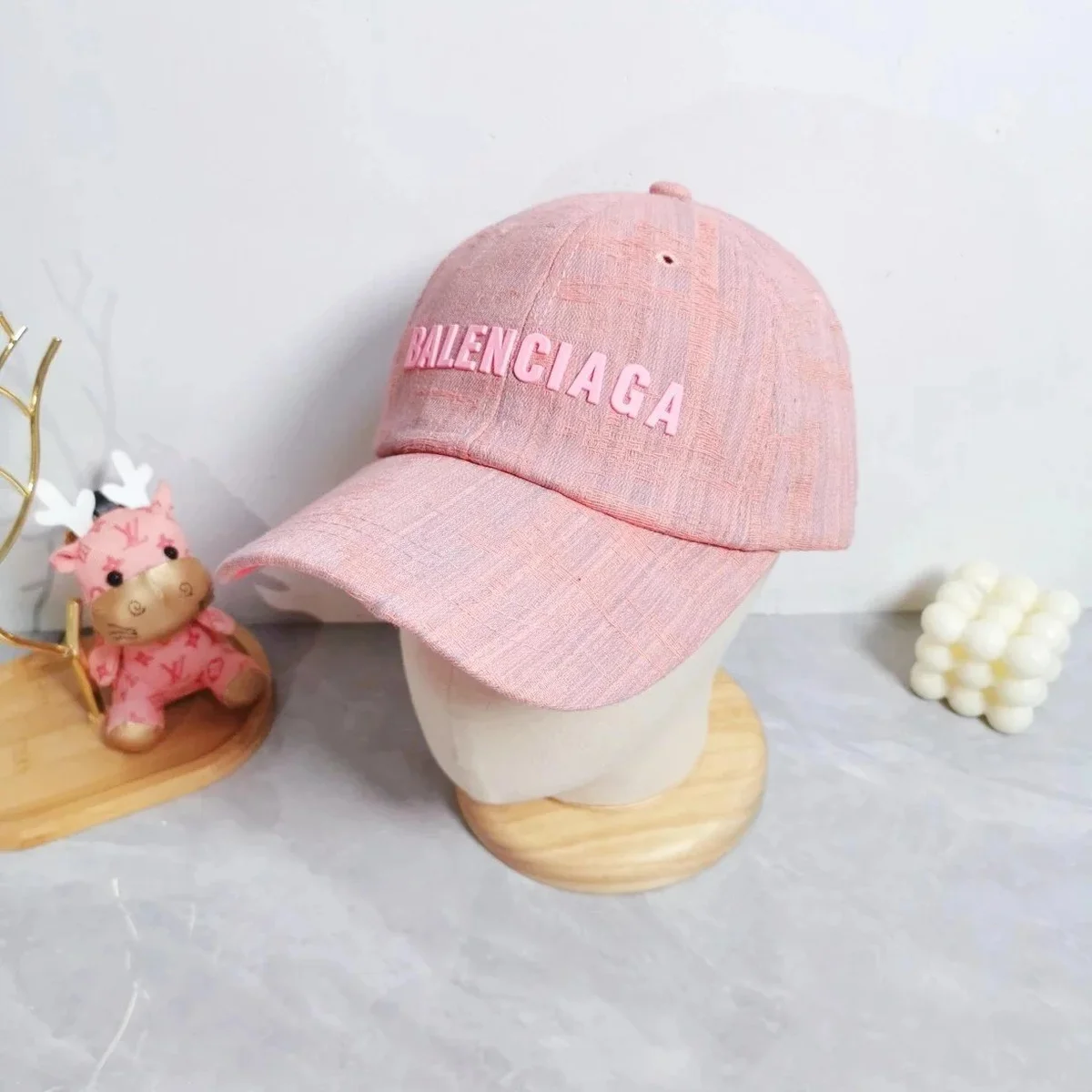 Balenciaga Pink Embroidered Logo Cap