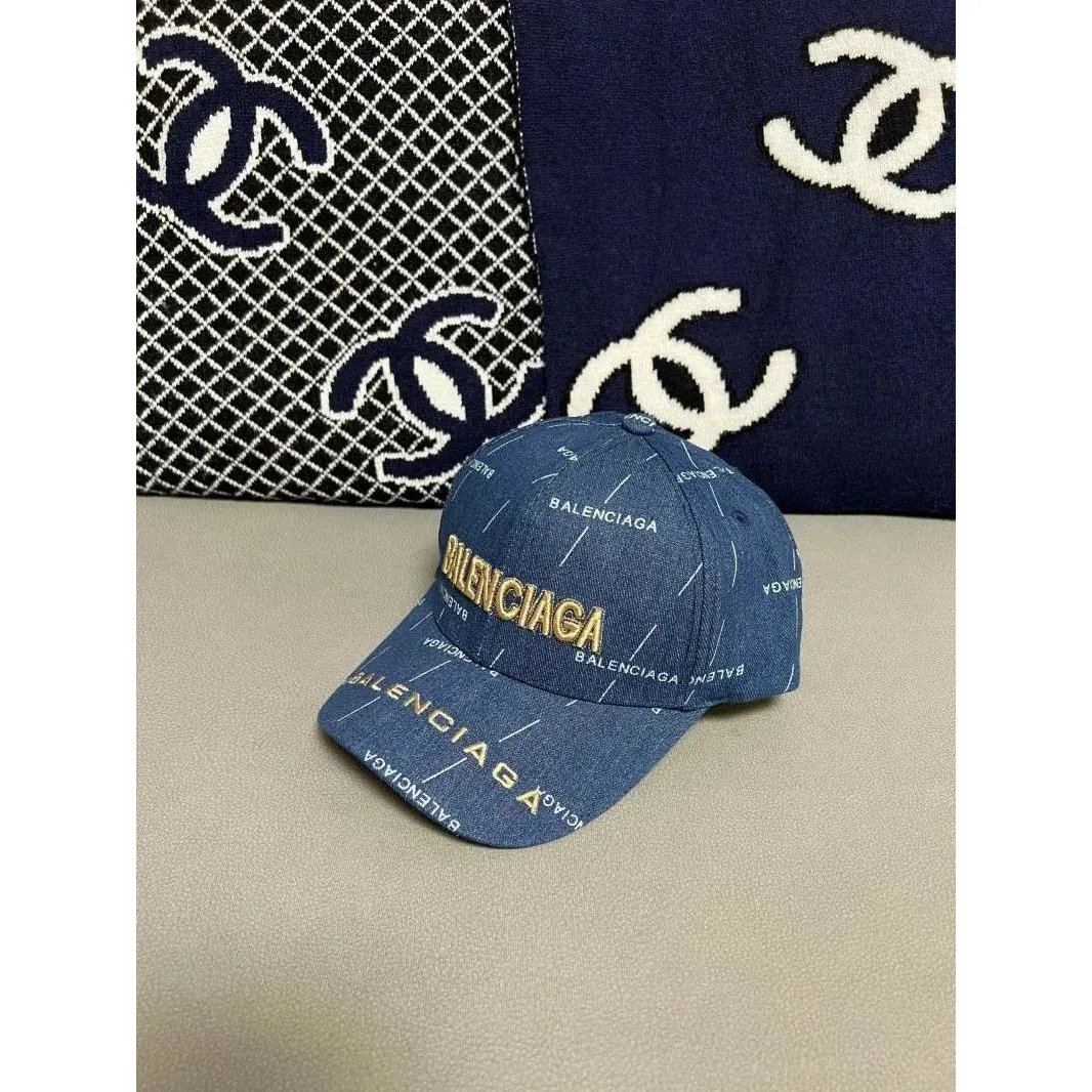 Balenciaga Denim Gold Logo Cap