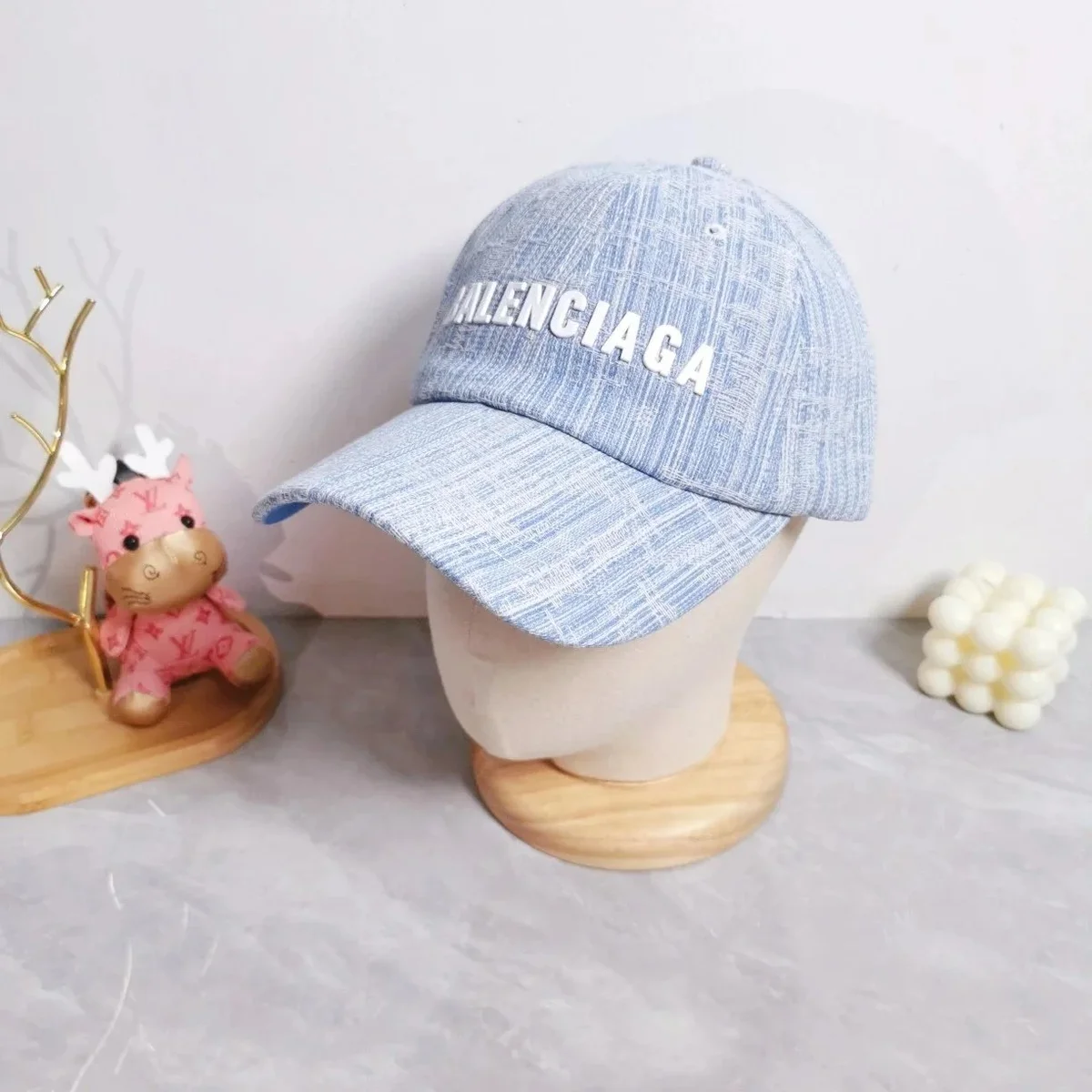 Balenciaga Blue Denim Embroidered Cap