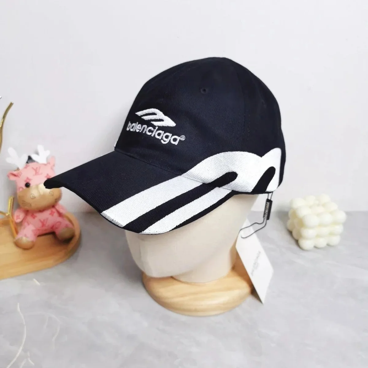 Balenciaga Black & White Logo Cap Headwear