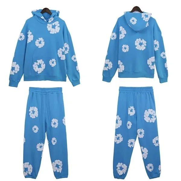 Blue White Floral Tracksuit Set