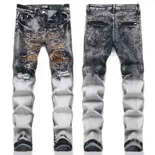 Distressed Denim Jeans with Rips and Fade