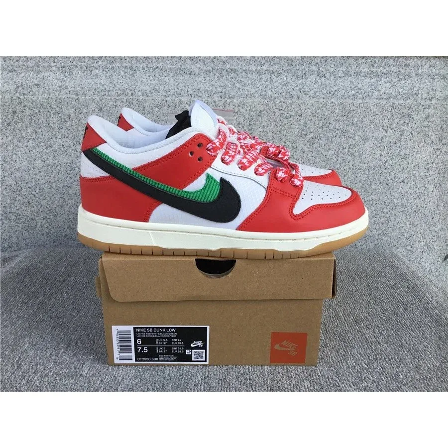 Nike Dunk Low Red/White Green Swoosh Sneakers