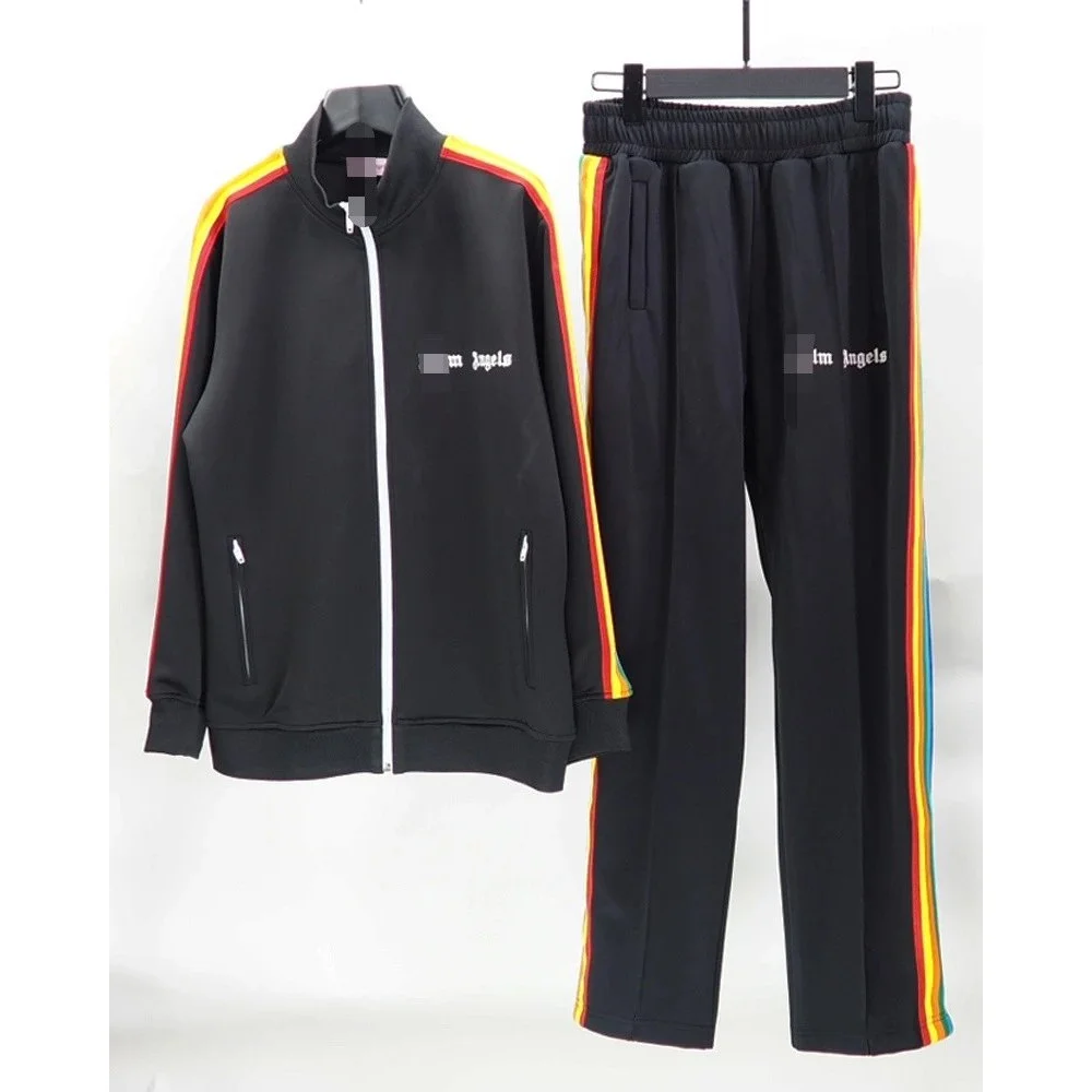 Palm Angels Track Suit Black Rainbow Stripe Tracksuit