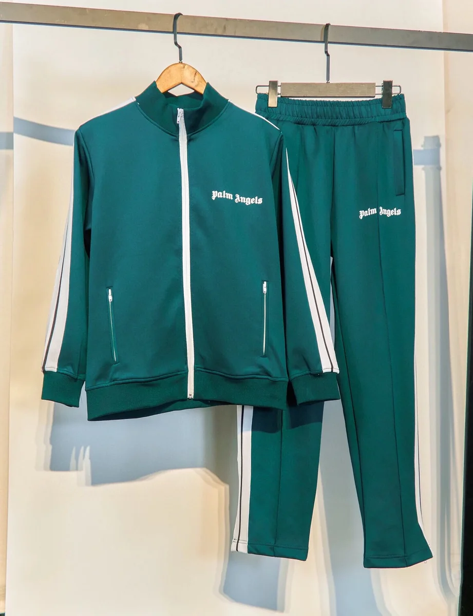 Palm Angels Track Green & White Co-ord Set