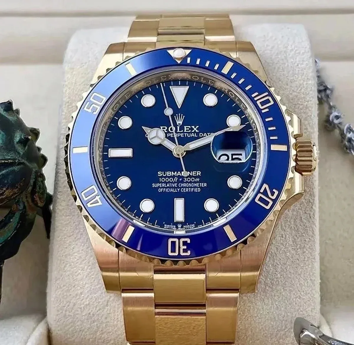 Rolex Submariner Blue Dial Gold Watch