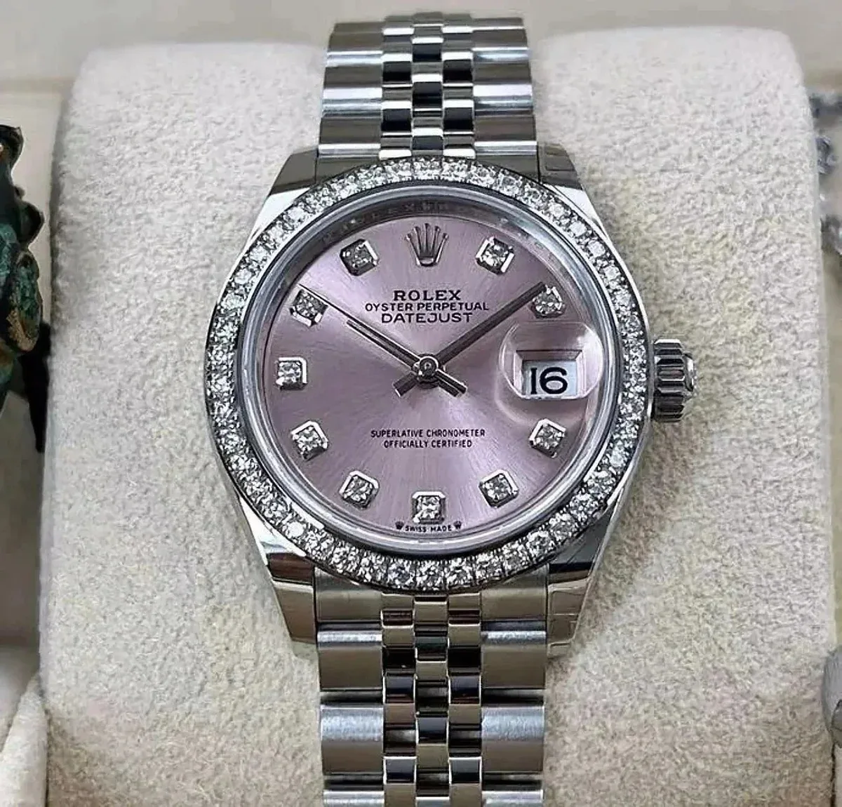Rolex Datejust Pink Diamond Bezel Watch