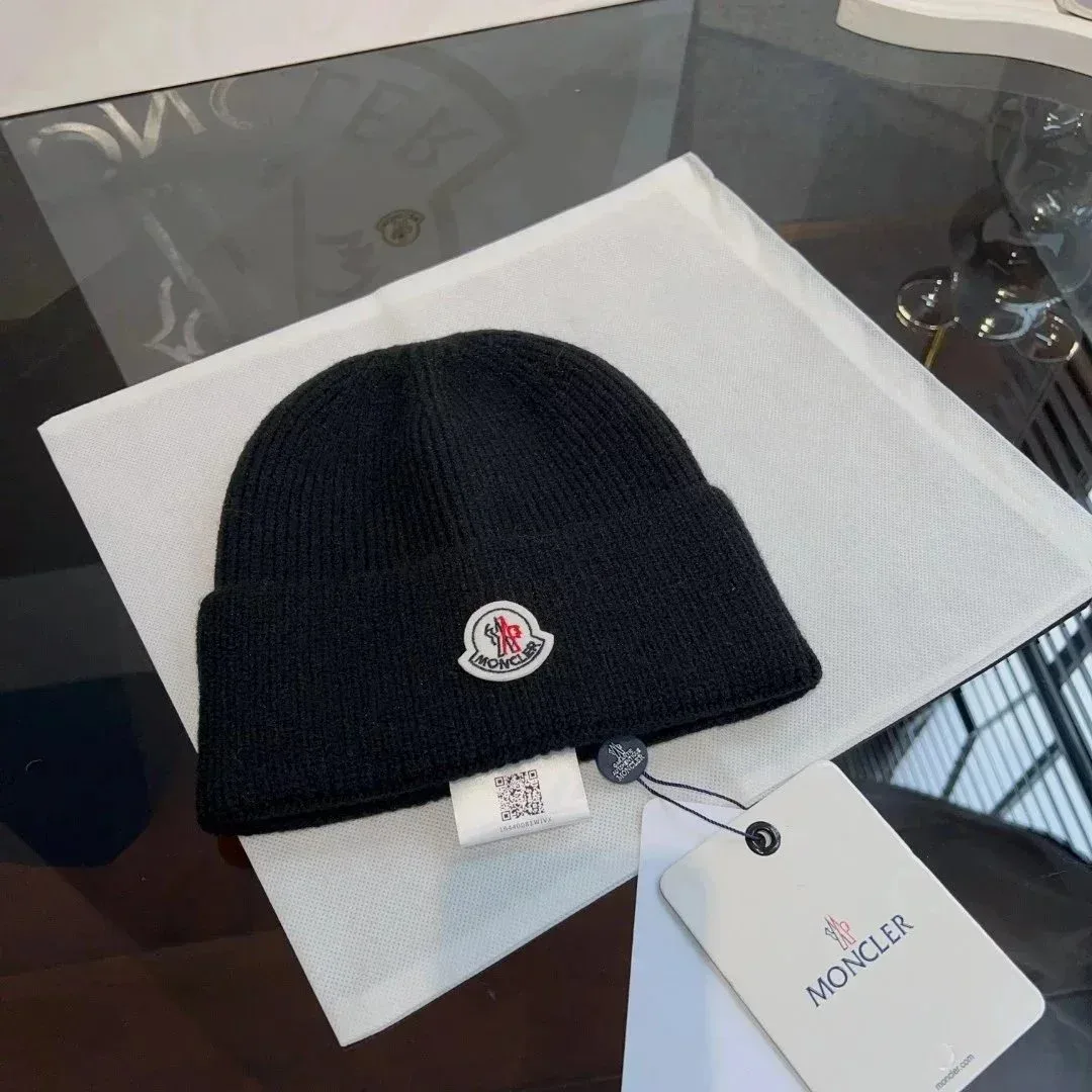 Moncler Black Logo Beanie Hat
