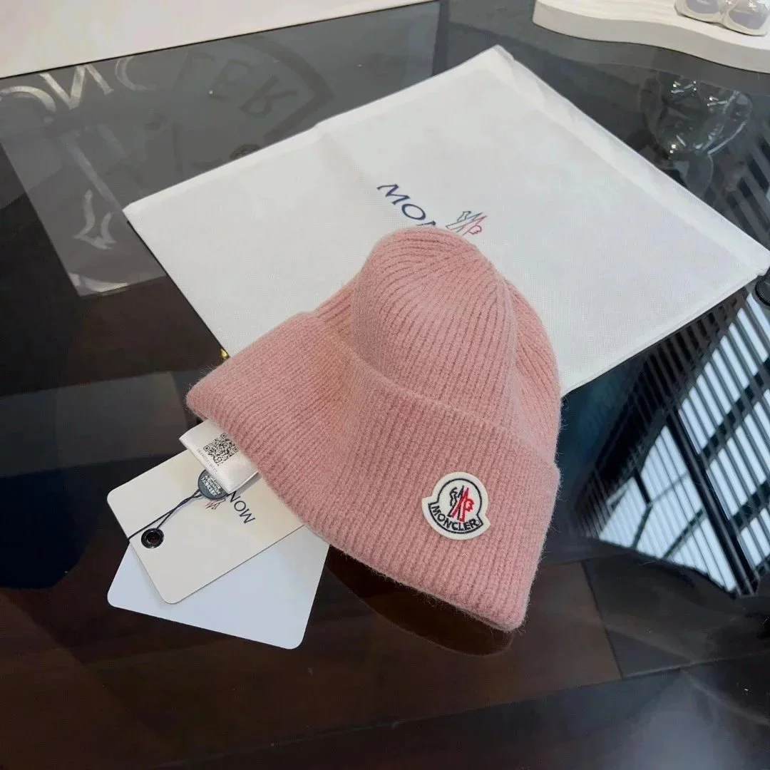 Moncler Pink Logo Beanie Hat