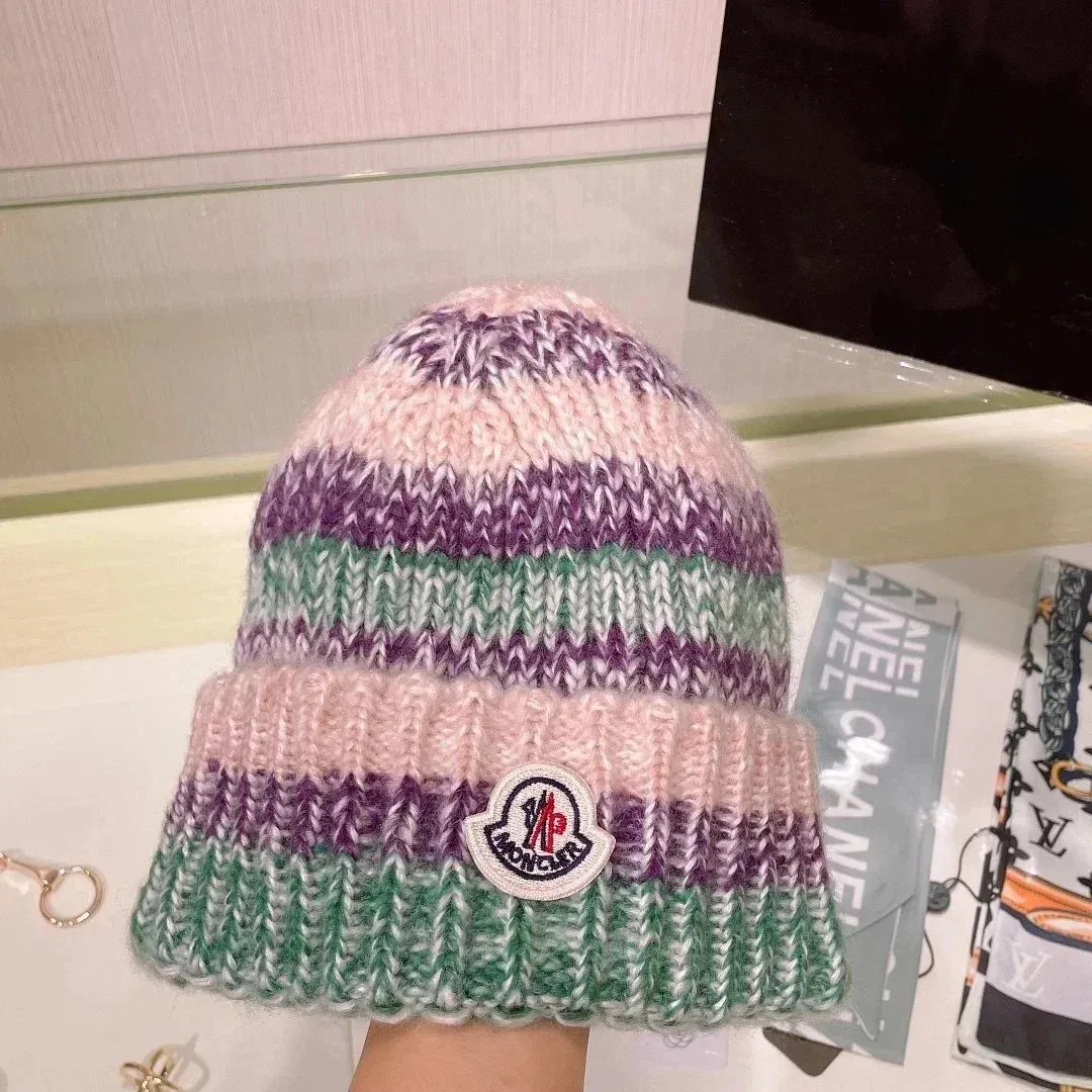 Moncler Striped Beanie Hat Pink/Purple/Green
