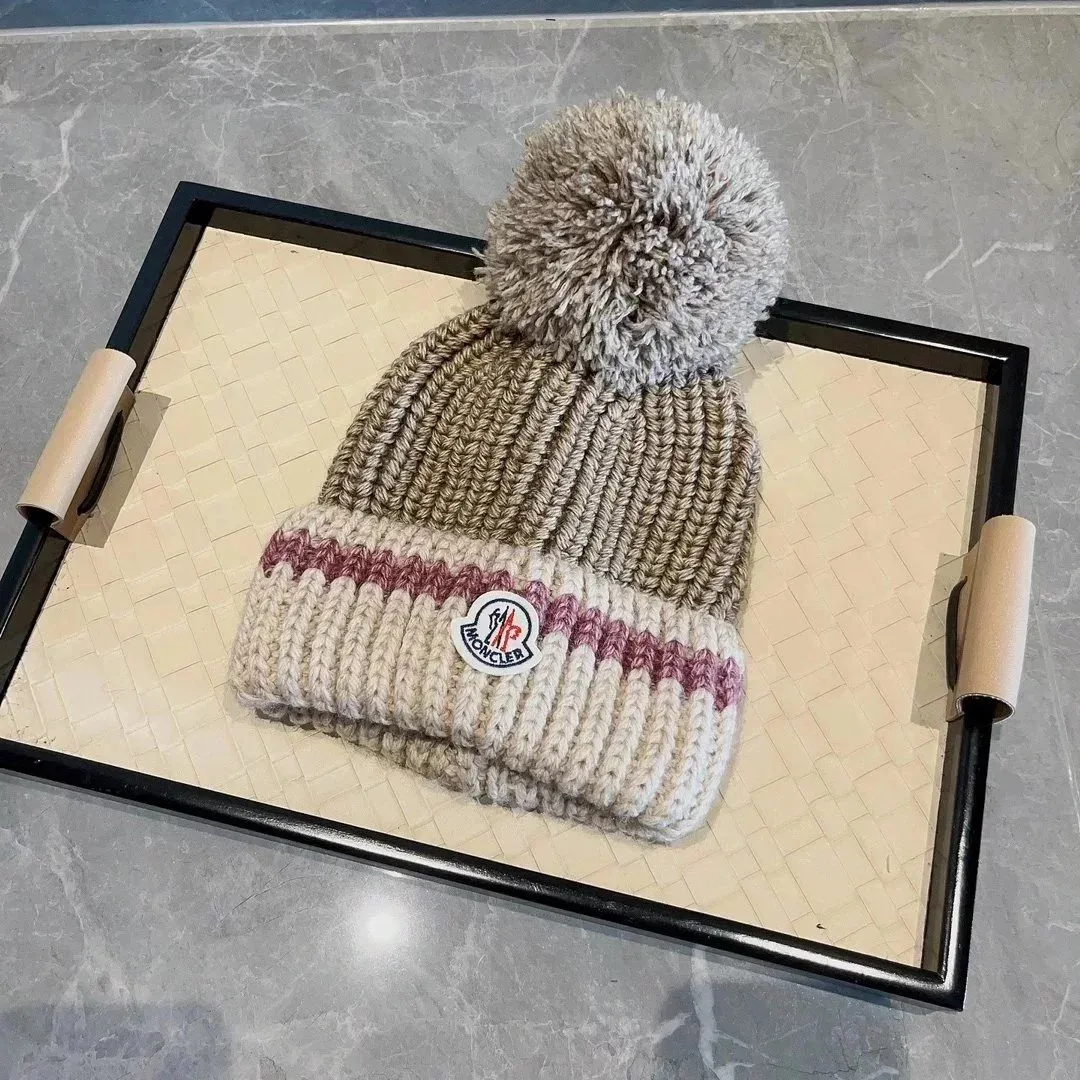 Moncler Beanie with Pom-Pom Cream & Pink