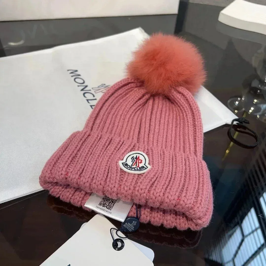 Moncler Pink Pom-Pom Beanie Hat