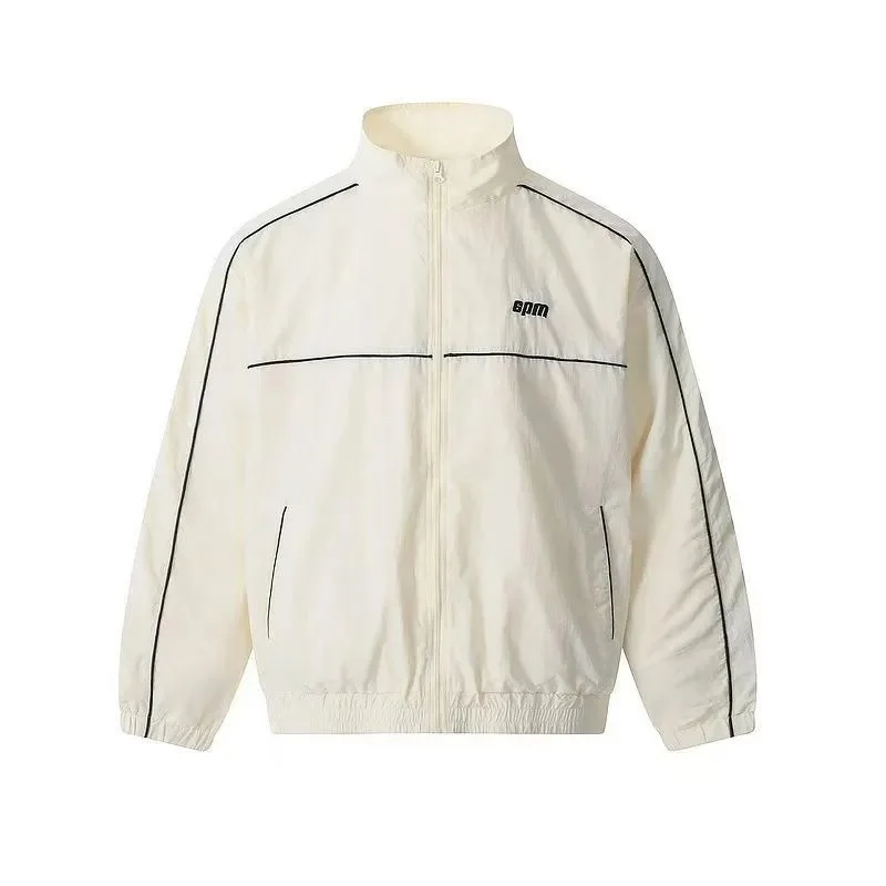 EPM White Track Jacket with Black Piping
