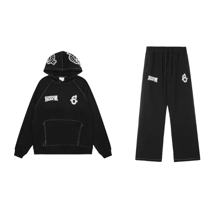 Black 'SIXPM' Tracksuit Set