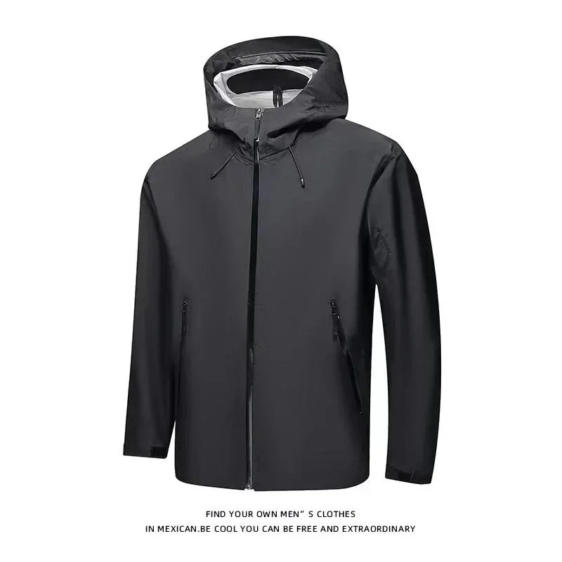 Men's Black Hooded Windbreaker Jacket