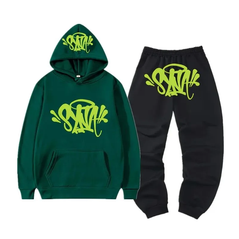 Streetwear Set: Green & Black 'SANTA' Hoodie & Sweatpants