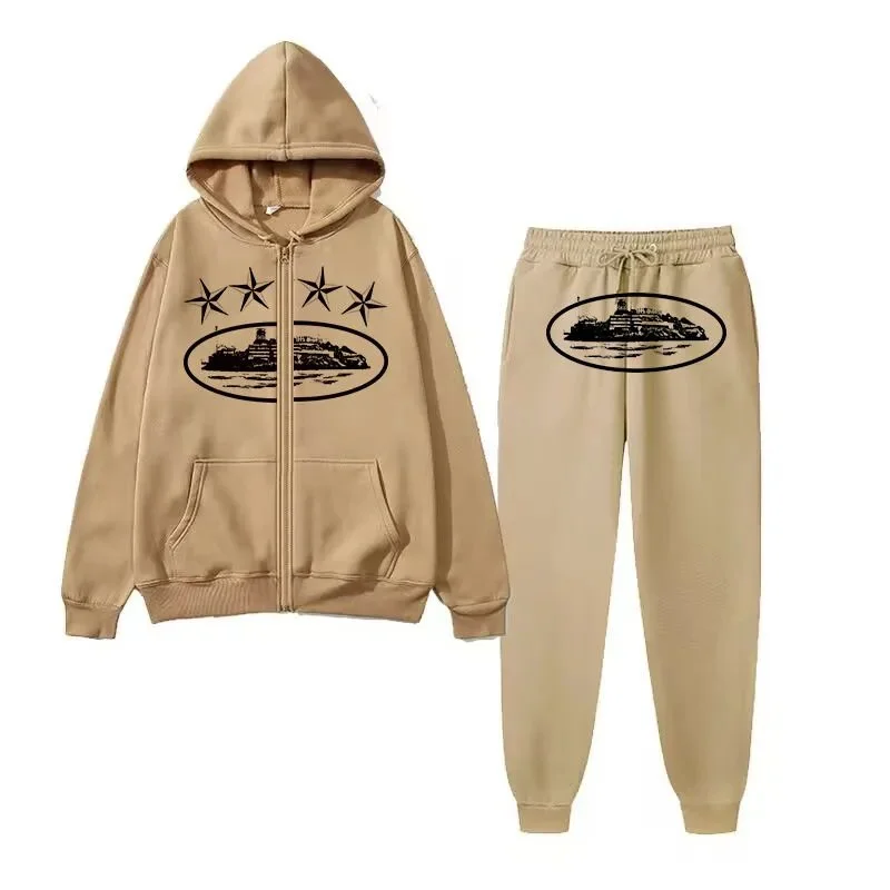 5卡其 Hoodie & Pants Set Streetwear Tracksuit