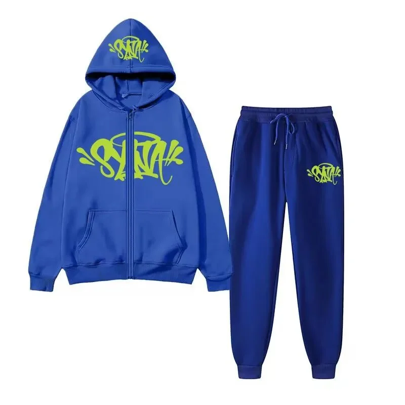 Blue Graffiti Print Tracksuit Set