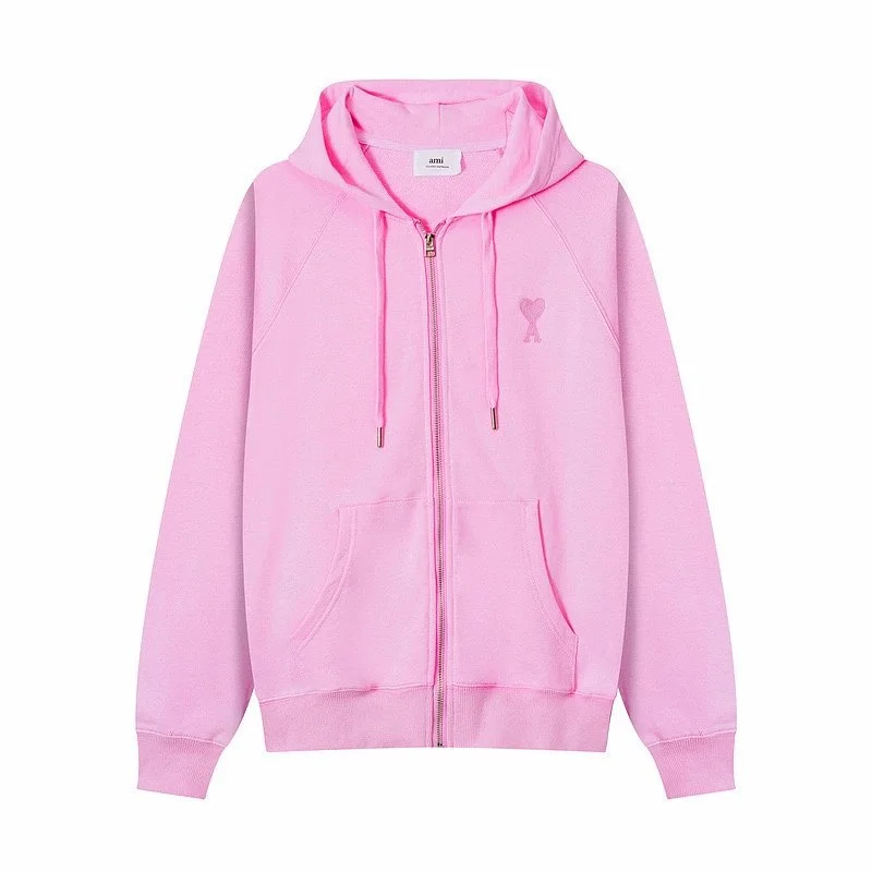 Ami Pink Heart Zip-Up Hoodie