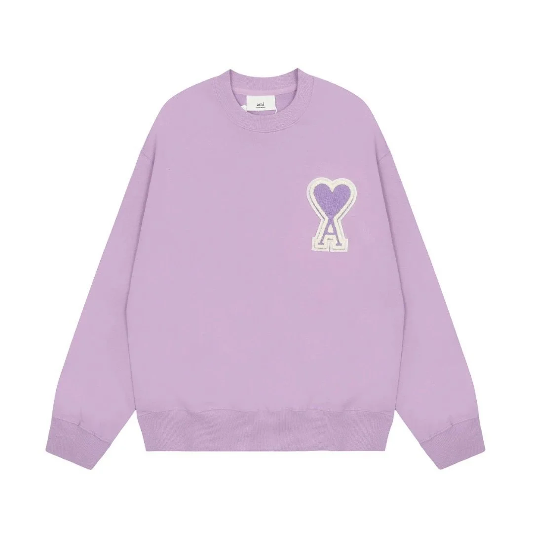 AMI BB-28 Lilac Heart Patch Sweatshirt