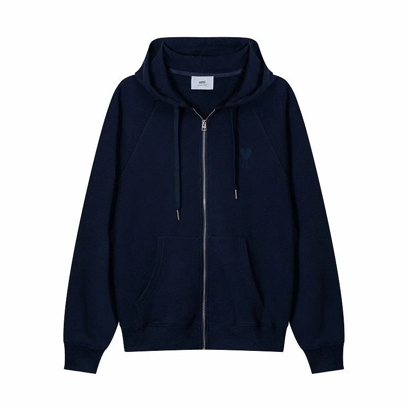 Unisex Navy BB-007 Zip-Up Hoodie