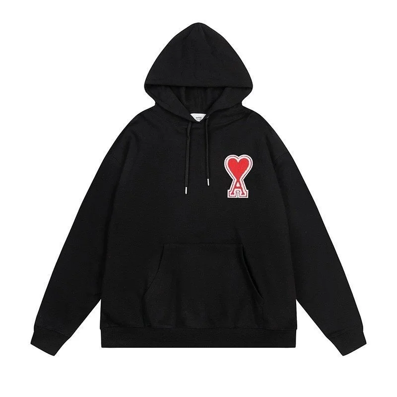 Ami Paris Black AM Heart Hoodie