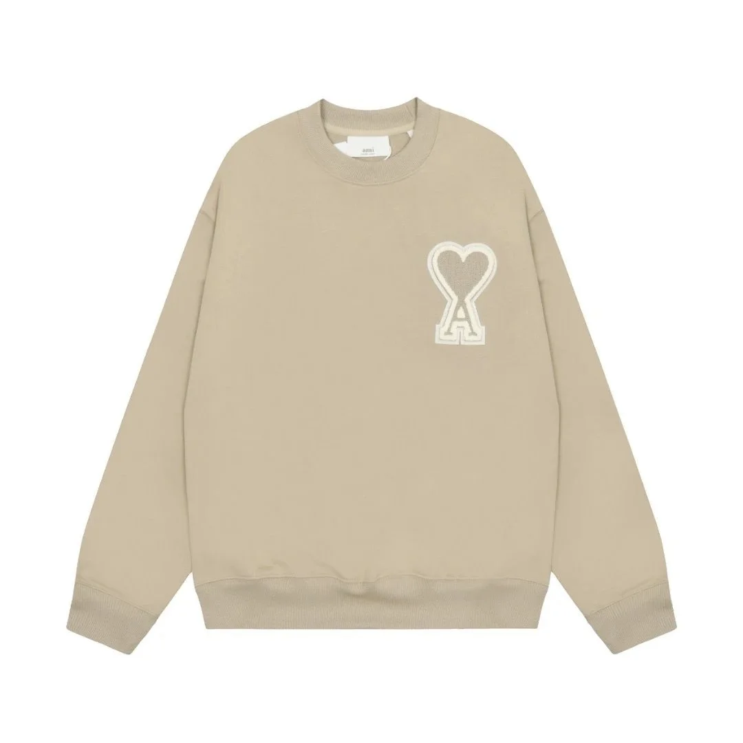 Ami BB-22 Beige Heart Patch Sweatshirt