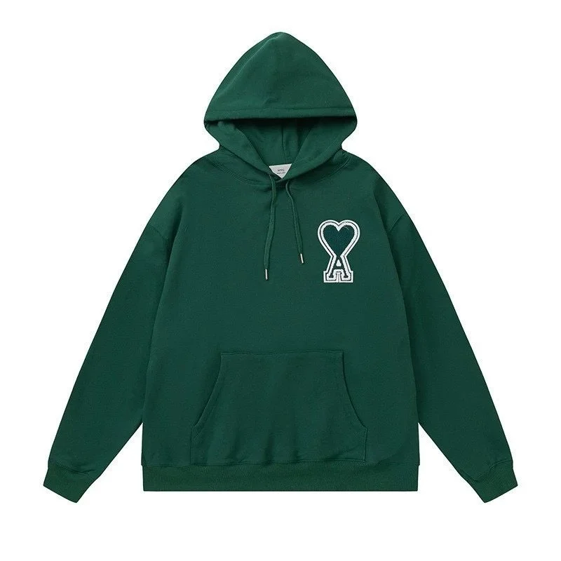 Ami Paris Heart Logo Green Hoodie
