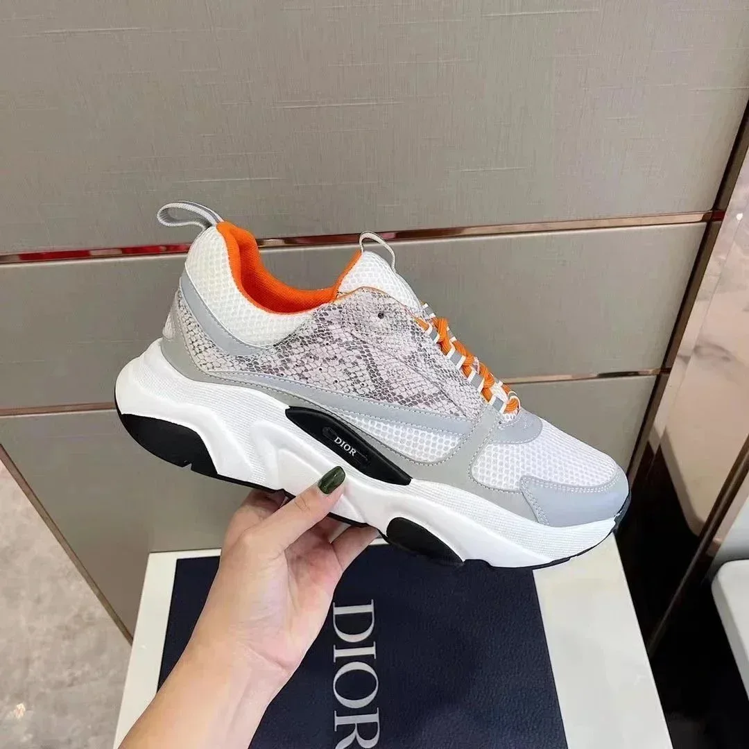 Dior Air Force 1 Snake Print White & Orange Sneakers