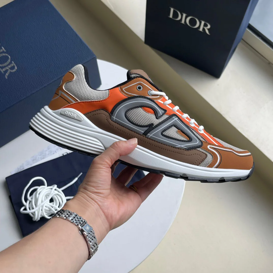 Dior Air Force 1 Orange & Brown Sneakers