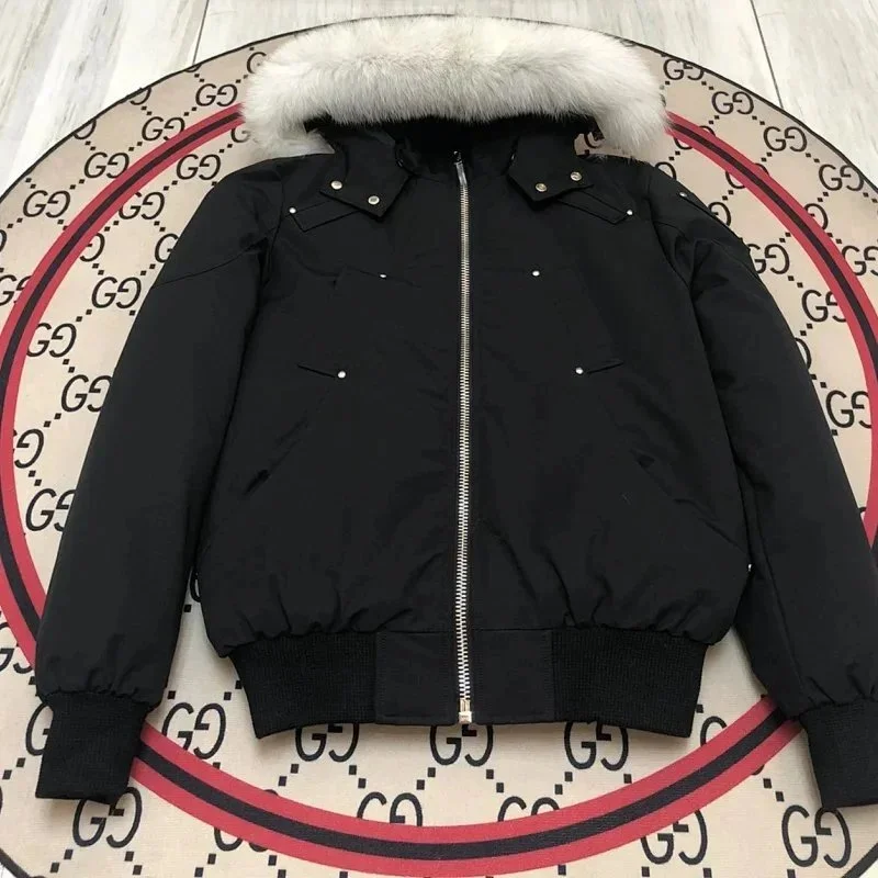 Black Fur-Lined Bomber Jacket