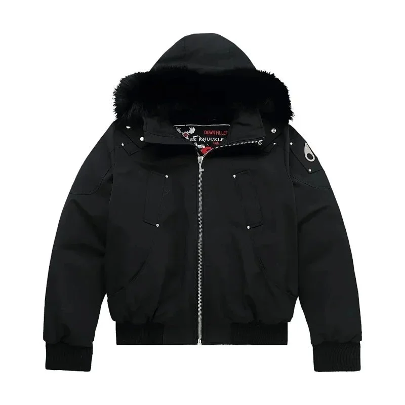 Black Fur-Lined Bomber Jacket