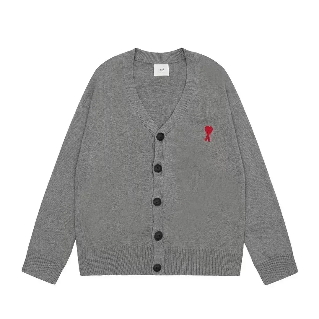 AMI Grey AMI Heart Knit Cardigan