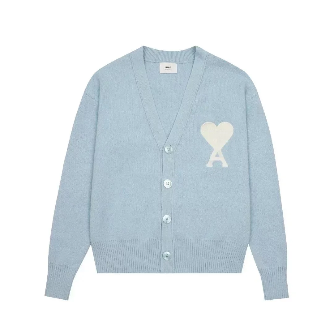 Ami Light Blue AM Heart Cardigan