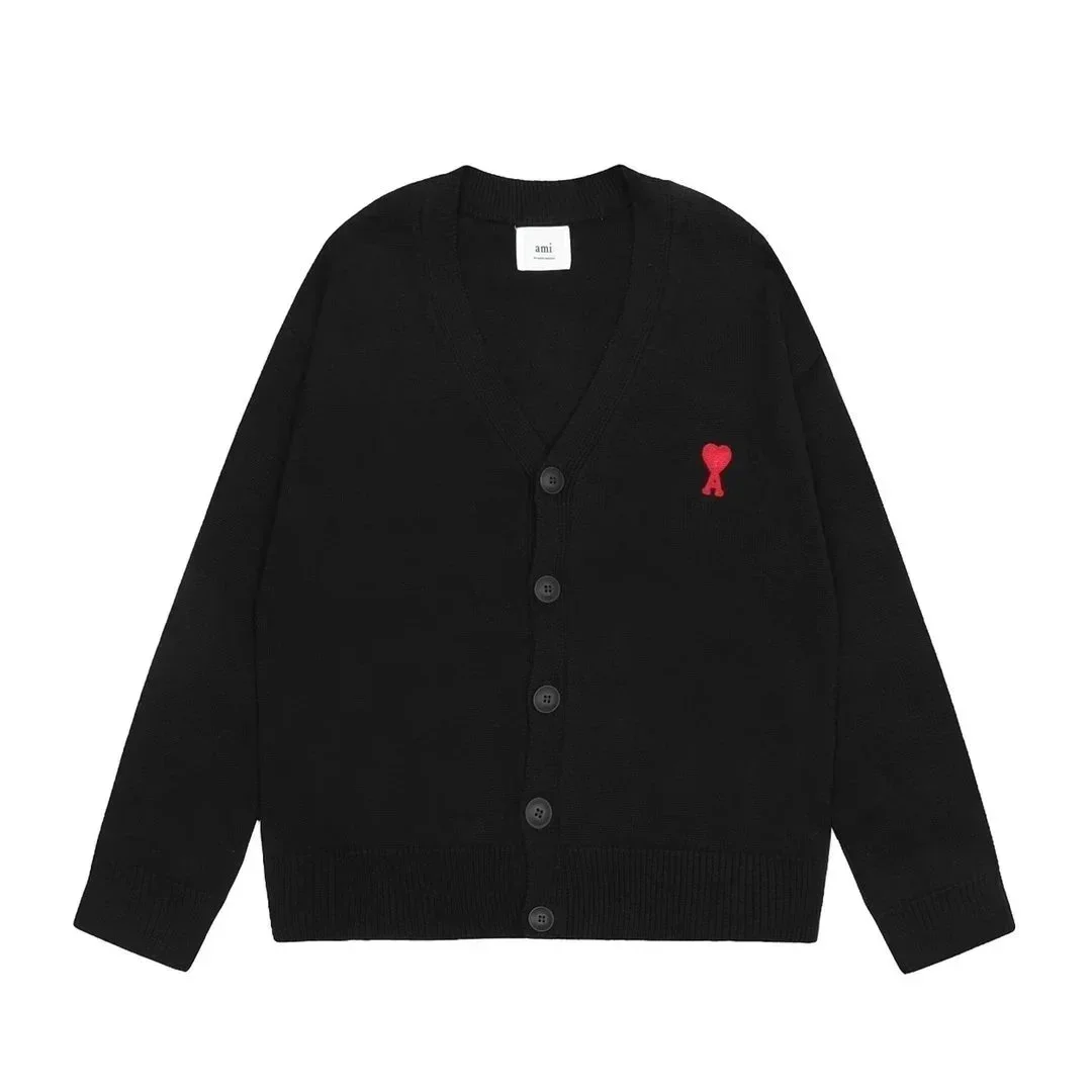 Ami Black AM Heart Cardigan